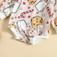 Baby Printed Cuffs Rib Long Sleeve Triangle Romper
