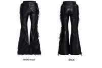 Mens Faux Fur Patchwork Flared Leather Pants