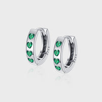 S925 Sterling Silver Simple All-match Heart-shaped Green Zirconium Earrings