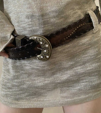 Special-interest Design Vintage Distressed Threading Rivet Belt