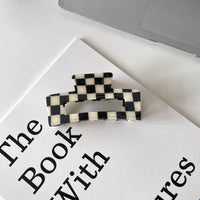 Color Acetate Checkerboard Grab Clip Net Red Temperament