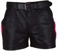 Multi-Color PU Stripe Casual Short Leather Pants