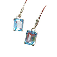 Beautiful Style 14K Gold Sea Blue Diamond Earrings