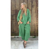 Shirt And High-waisted Loose-fitting Pants Workwear Set