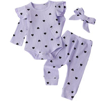 Baby Girl Love Printed Bow Hat Clothes