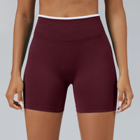 Color Matching Seamless Tight Yoga Shorts Peach Hip Raise