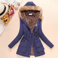 Autumn And Winter New Women's Plus Size Thickened Calibration Long-sleeved Hooded Lamb Wool Cotton-padded Jacket