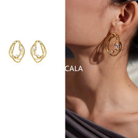 European And American Niche Metallic Design Stereo Irregular Earrings
