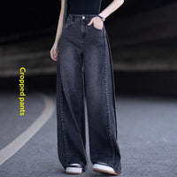 Straight-leg High-waisted Loose-fitting Wide-leg Pants