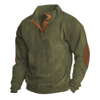 Men's Casual Stand-up Collar Long Sleeve Ribbed Corduroy Sweatshirt