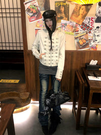 New Bamboo-knot-pattern Studded Short Jacke