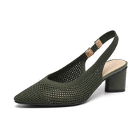 Hollow-out Knitted Closed Toe Back Empty Strap Sandals Pointed Toe