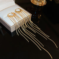 Vintage Flower Tassel Metallic Stud Earrings, Luxury Elegant Ear Jewelry
