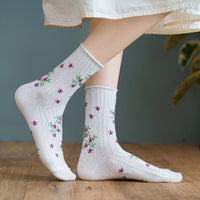 Curled Small Floral Cotton Socks For Pregnant Women Middle Aged And Elderly