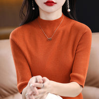 Spring New Half Turtleneck Half Sleeve Women's Bottoming Sweater