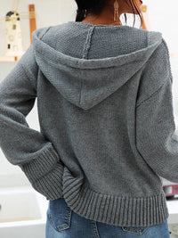 Hooded Knitted Long-sleeved Breasted Cardigan Drawstring Sweater