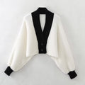 Autumn And Winter New Contrast Color Batwing Shirt Knitted Coat Sweater