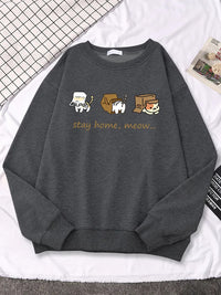 Three Mini Cat Animal Stay Home Sweater