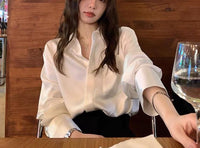 Women's Summer Design Sense Niche Acetate Satin Salt Shirt