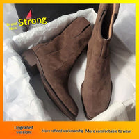 Womens Retro Three-Color Slip-On Ankle Boots