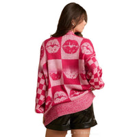 European And American Women's Clothing Valentine's Day Contrast Color Loose Sweater