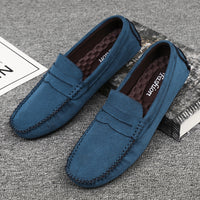 Hand-stitched Men's Beanie Shoes Velvet Leather Handmade