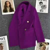 Women's Solid-Colored Defined-Waist Blazer