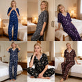 Womens Short-Sleeve Pants Casual Loose Two-Piece Loungewear Set