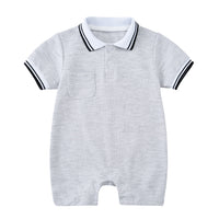 Boys And Girls Preppy Fashion Lapel Romper