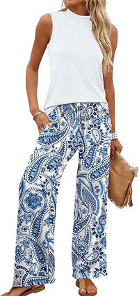 European And American-style Slim-fit Printed Casual Set