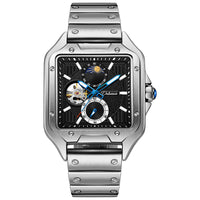 Flywheel Waterproof Hollow Out Trendy Men's Square Automatic Mechanical Watch