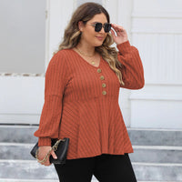 Plus Size Women's Doll Collar Shirt