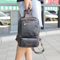 Men's PU Fashion Chest Large Capacity Shoulder Messenger Bag