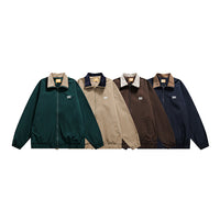 Men's Solid Color Simple Letter Printing Lapel Jacket Trendy Campus Youth Coat