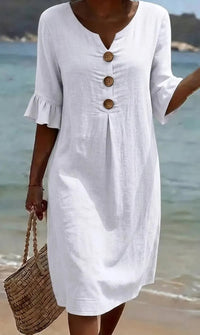 Summer Womens Solid Colored Cotton Dress