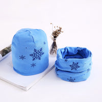 Baby Cartoon Printed Cotton Scarf Hat Set