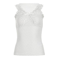 Womens Fashionable Casual Polka-Dot Wide-Shoulder Top