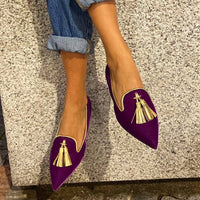 New Low-heeled Pointed-toe Shallow-mouth Tassel Casual Shoes
