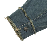 Guochao High Street Contrast Color Monkey Wash Denim Jacket