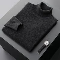 Pure Wool Sweater Men's High Collar Loose Thickened