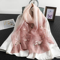 Women's Wool Silk Embroidery Gradient Scarf Sunscreen Shawl