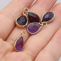 Natural Stone Drop-shaped Gold-plated Edge Pendant