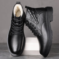 Furnished Warm Leather Wool High-top Booties