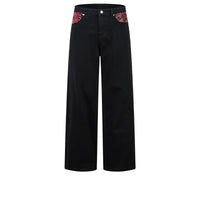 Hip Hop Street Python Pattern Patchwork Jeans Vintage Unisex Style