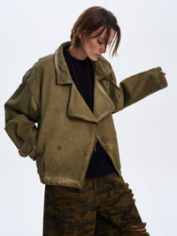 American Style Washed And Distressed Silhouette Jacket