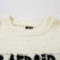 Letter Jacquard Loose Round Neck Sweater