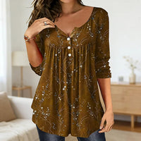 Elegant Loose Button Large Size Top Women's T-shirt