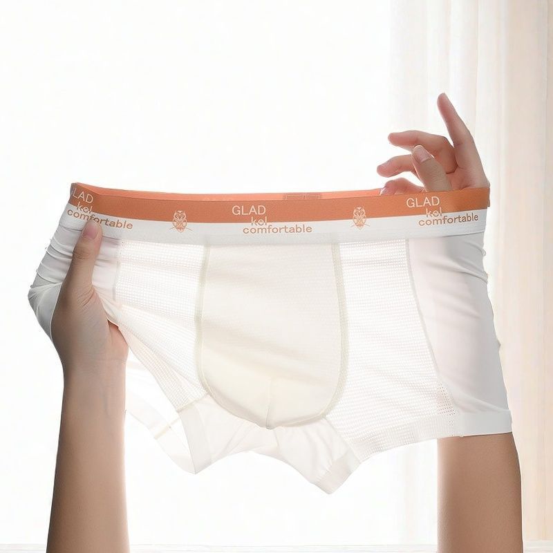 Ice Silk Thin Mesh Breathable Traceless Boxer Shorts