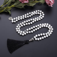 New Chinese-style 108-bead Natural White Turquoise Necklace