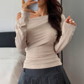 Women's Casual Long-sleeved Knitted Sweater T-shirt